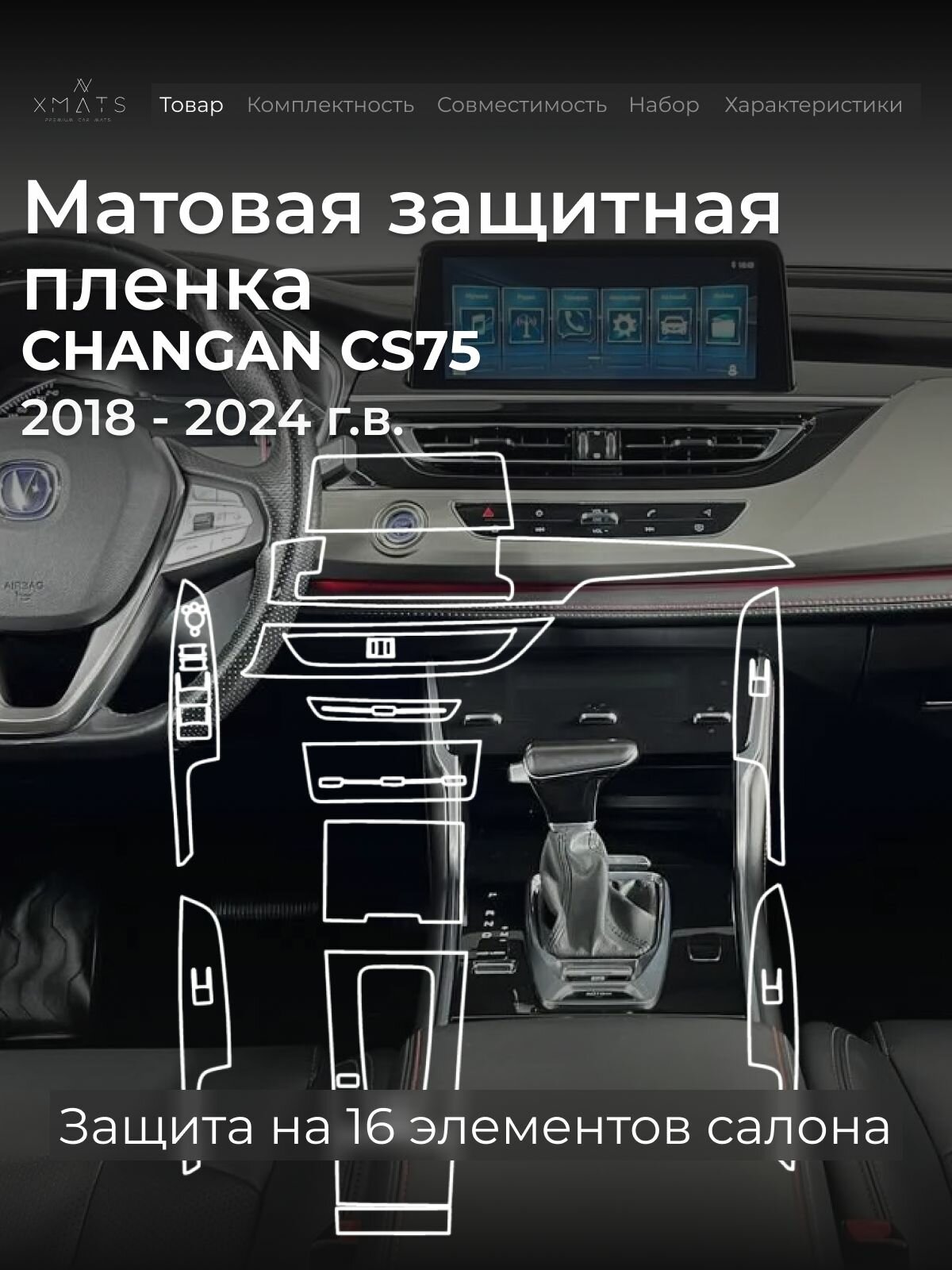 Защитная матовая пленка в салон на Changan CS75