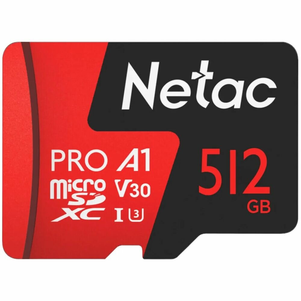 Карта памяти Micro SecureDigital 512Gb Netac SDXC class 10 (NT02P500PRO-512G-R) + SD adapter