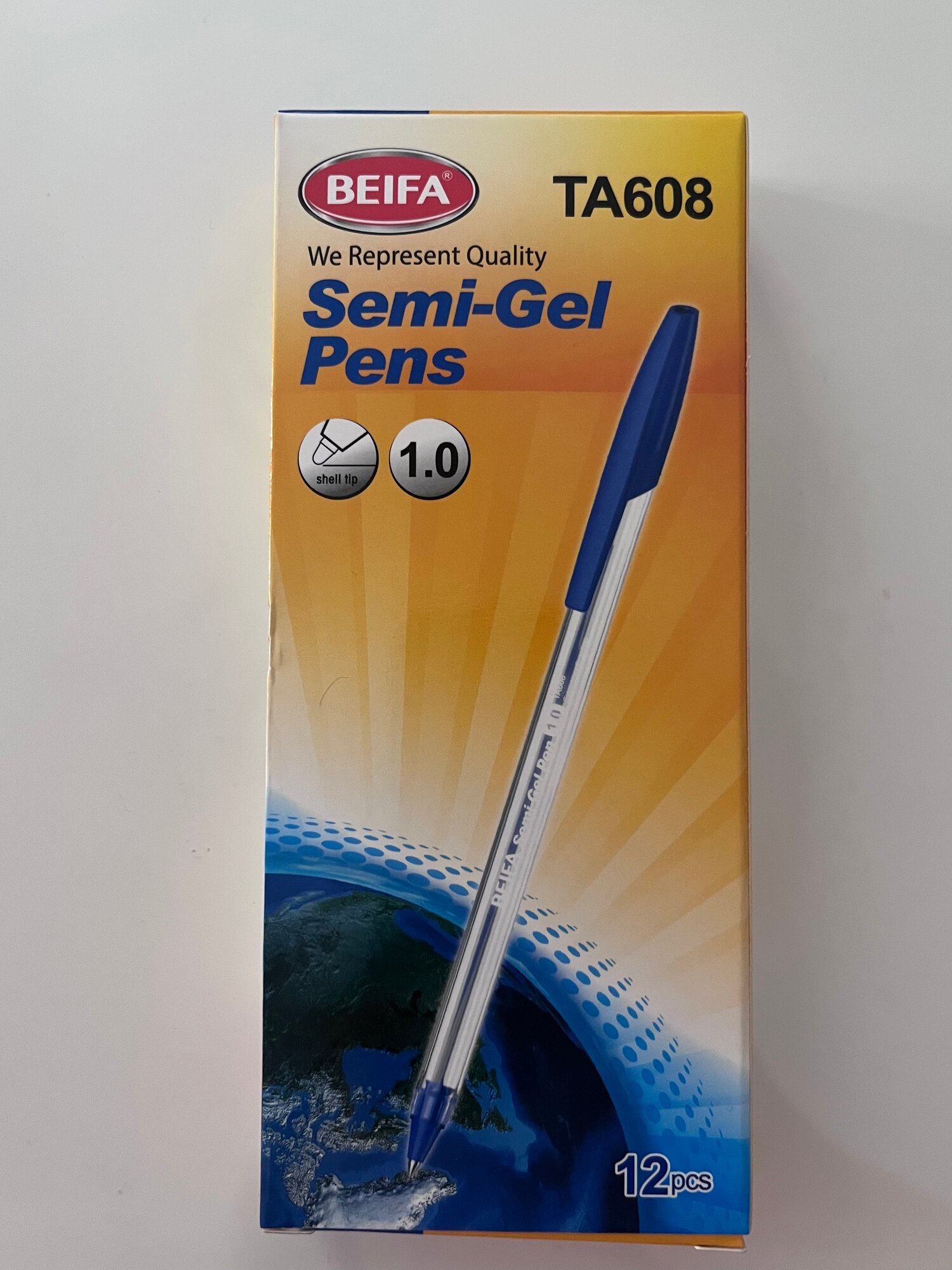 Полугелевая ручка "BEIFA" TA608, 12 штук, красная чернила 1.0 mm