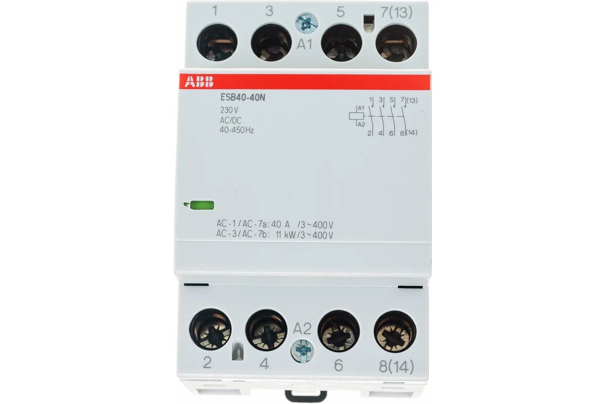 Контактор ABB ESB40-40N-06 модульный 40А АС-1 4НО катушка 230В AC/DC 1SAE341111R0640