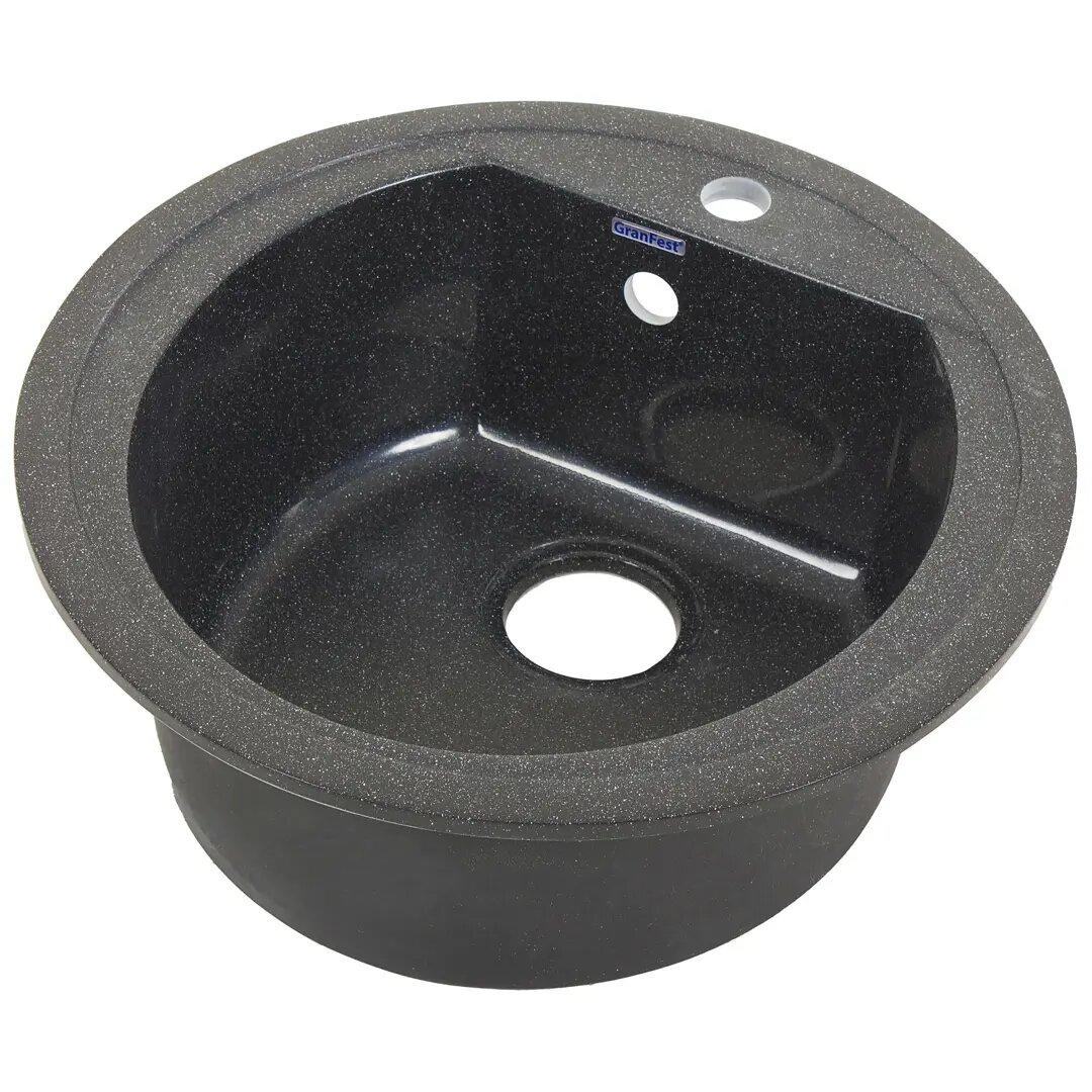 Мойка врезная Granfest Rondo круглая GF-R 50x50x19 см мрамор цвет чёрный