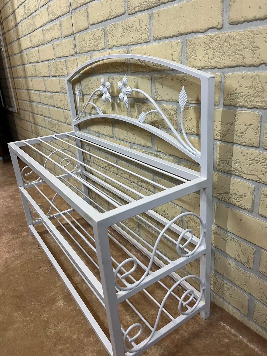 Обувница для прихожей, Студия кованой мебели Нива, цвет белый — фото 1