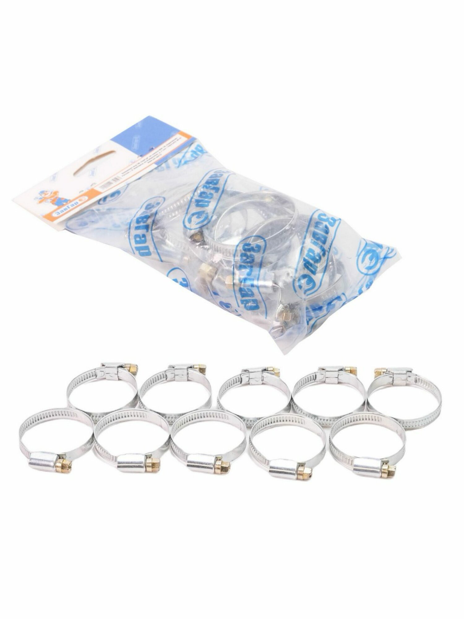 Хомут червячный 30 45 мм  ЗавГар  оцинкованная сталь упаковка 10 шт