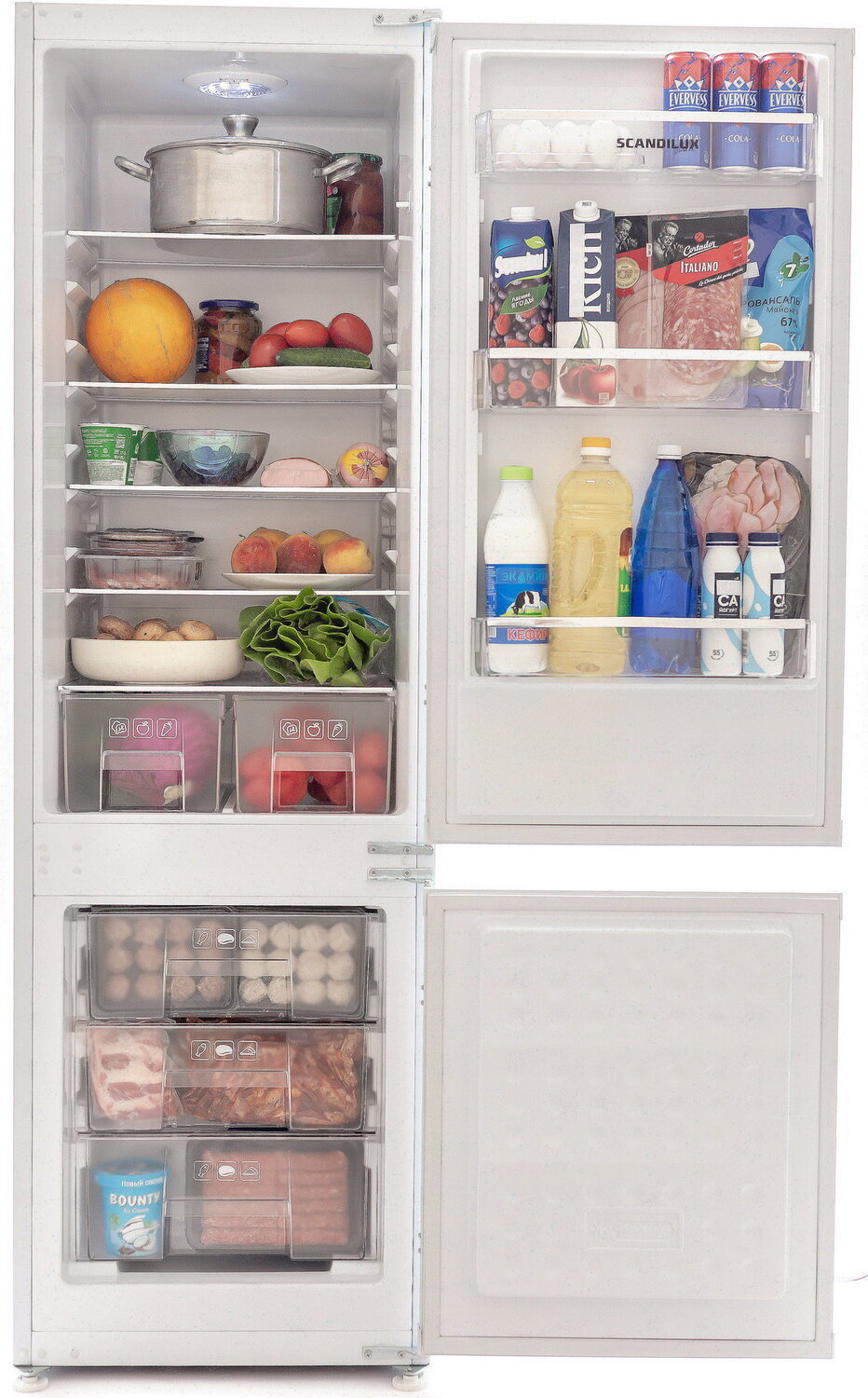 Встраиваемый двухкамерный холодильник Scandilux RBI255