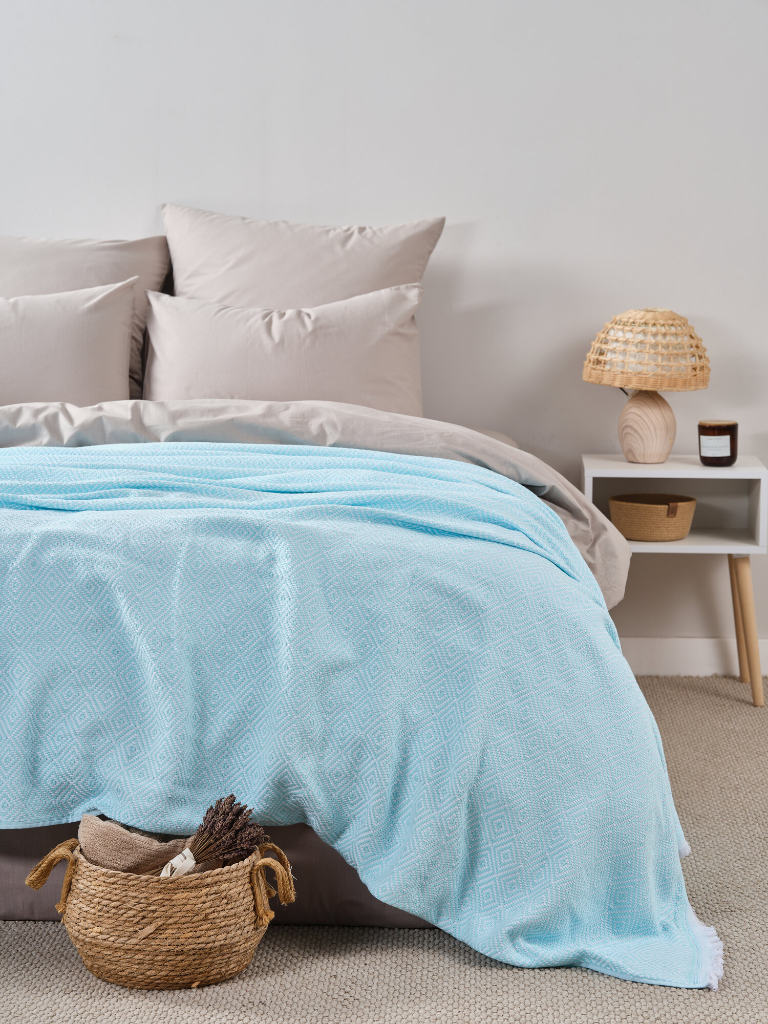 Плед Ночь Нежна 200х220 Голубой 100% хлопок