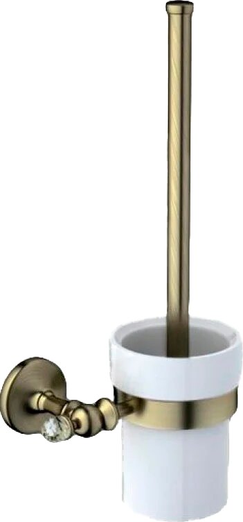 Ершик для унитаза Art&Max Antic Crystal AM-E-2681SJ-Br настенный латунный стеклянный керамический белый бронза матовый глянцевый открытый с подставкой