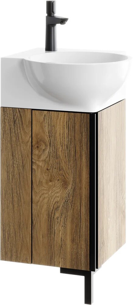 Тумба под раковину без столешницы Aqwella Porto 45 угловая  дуб балтийский  фурнитура черная
