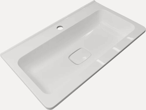 Изображение товара Мебельная раковина Style Line Марелла 60 накладная, из литьевого мрамора, белая, глянцевая, раковина для ванной, прямоугольная