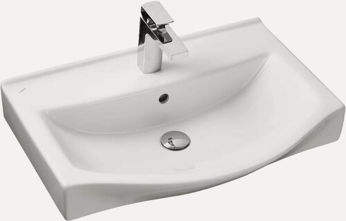 Изображение товара Мебельная раковина AQUATON Беверли 65 накладная, фарфоровая, со встроенным сливом-переливом, белая, раковина для ванной, прямоугольная