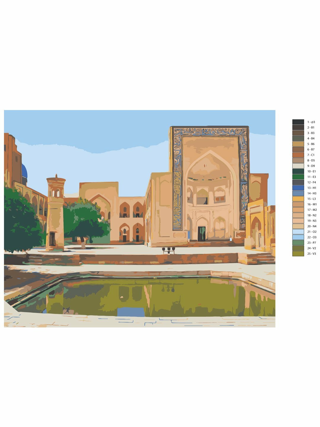 Картина по номерам "Бухара. Архитектурный ансамбль", 40×50 см, раскраска на холсте, набор для рисования — фото 1
