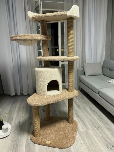 Изображение товара Игровой комплекс-когтеточка Моя котя "МОЯ котя", цвет бежево-белый