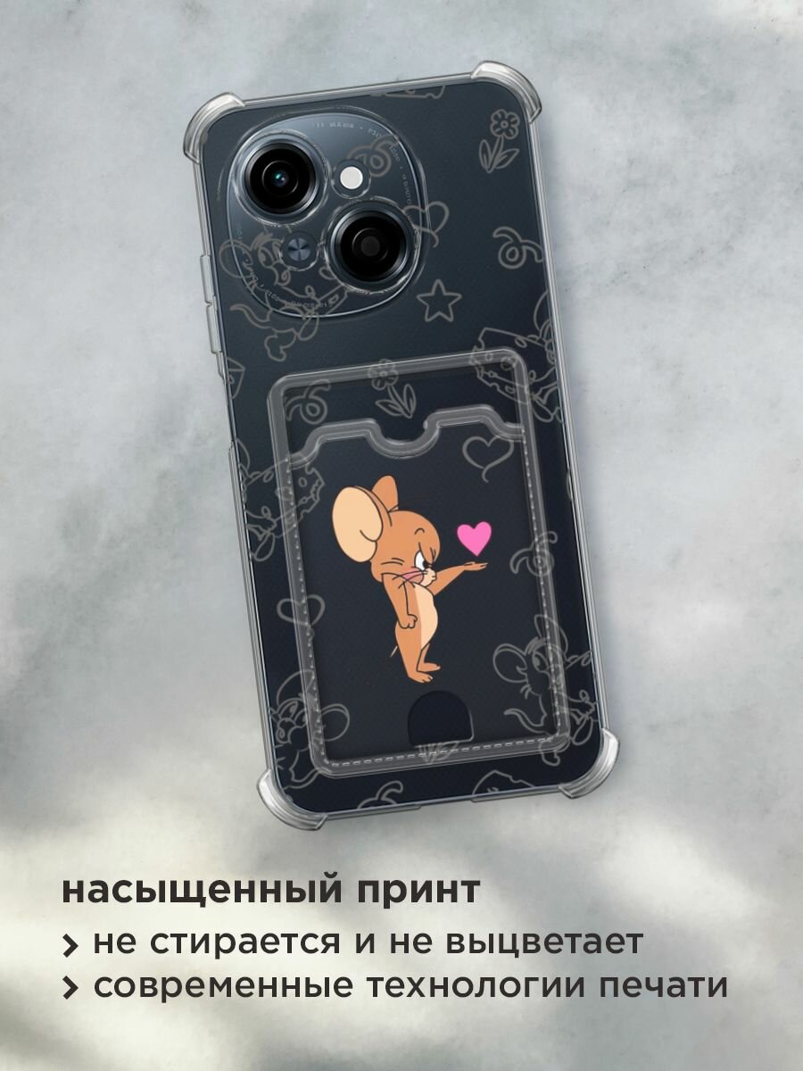Чехол на Tecno Spark Go 1/Pop 9 (Текно Спарк Go 1/Поп 9) с картой и принтом "Джерри и сердце 1" — фото 1