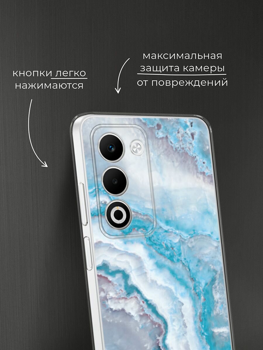 Чехол на Oppo A5 (2025) Global/A5i Pro / Оппо A5 (2025) Глобал/A5i Про с принтом "Нежно-голубой мрамор" — фото 1