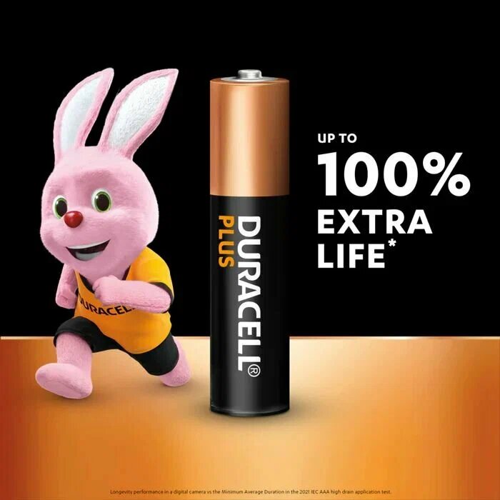 Батарейка DURACELL PLUS AAA BL4 (4) шт. в блистере 1.5 V, щелочная — фото 1