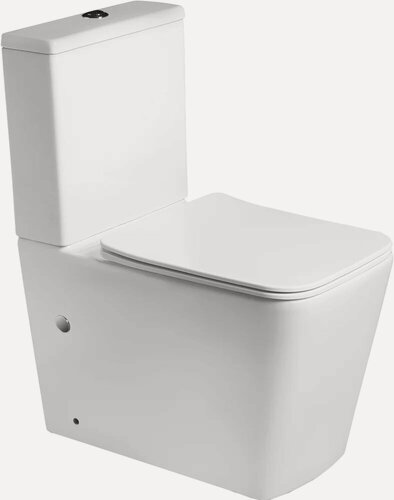 Изображение товара Унитаз-компакт напольный SantiLine SL-5017 с микролифтом, безободковый, антивсплеск, фаянсовый, белый, прямоугольный, с нижним подводом, сиденье для унитаза в комплекте