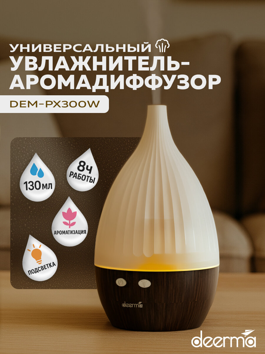 Ароматный увлажнитель Deerma DEM-PX300W 130 ml (White)