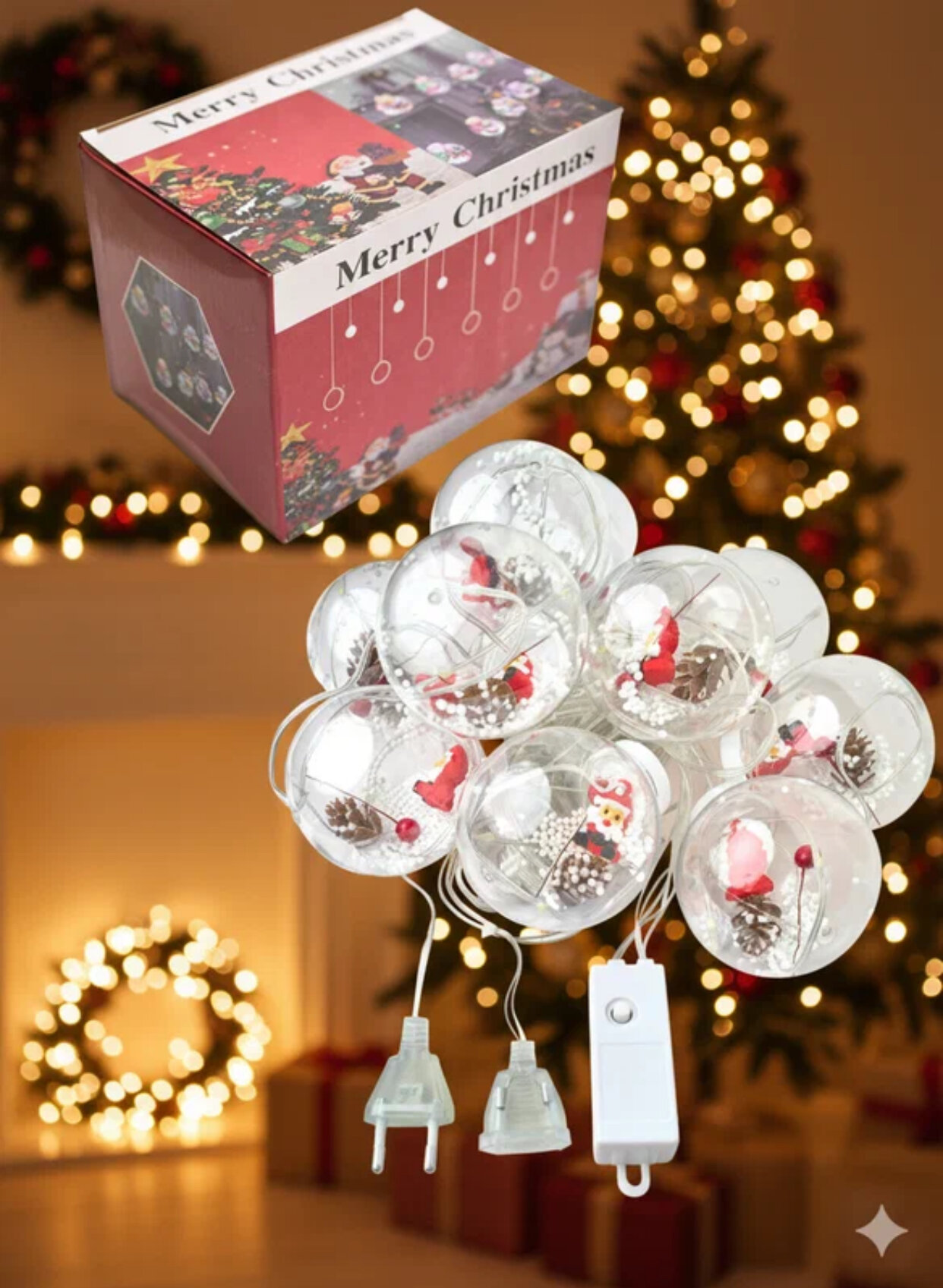 Гирлянда разных размеров и цветов, великолепное праздничное украшение на Новый год!