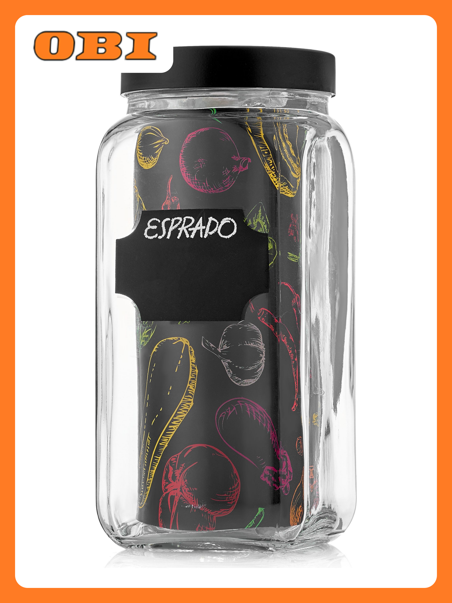 Банка Esprado Fresco стекло квадратная с крышкой 1600 мл