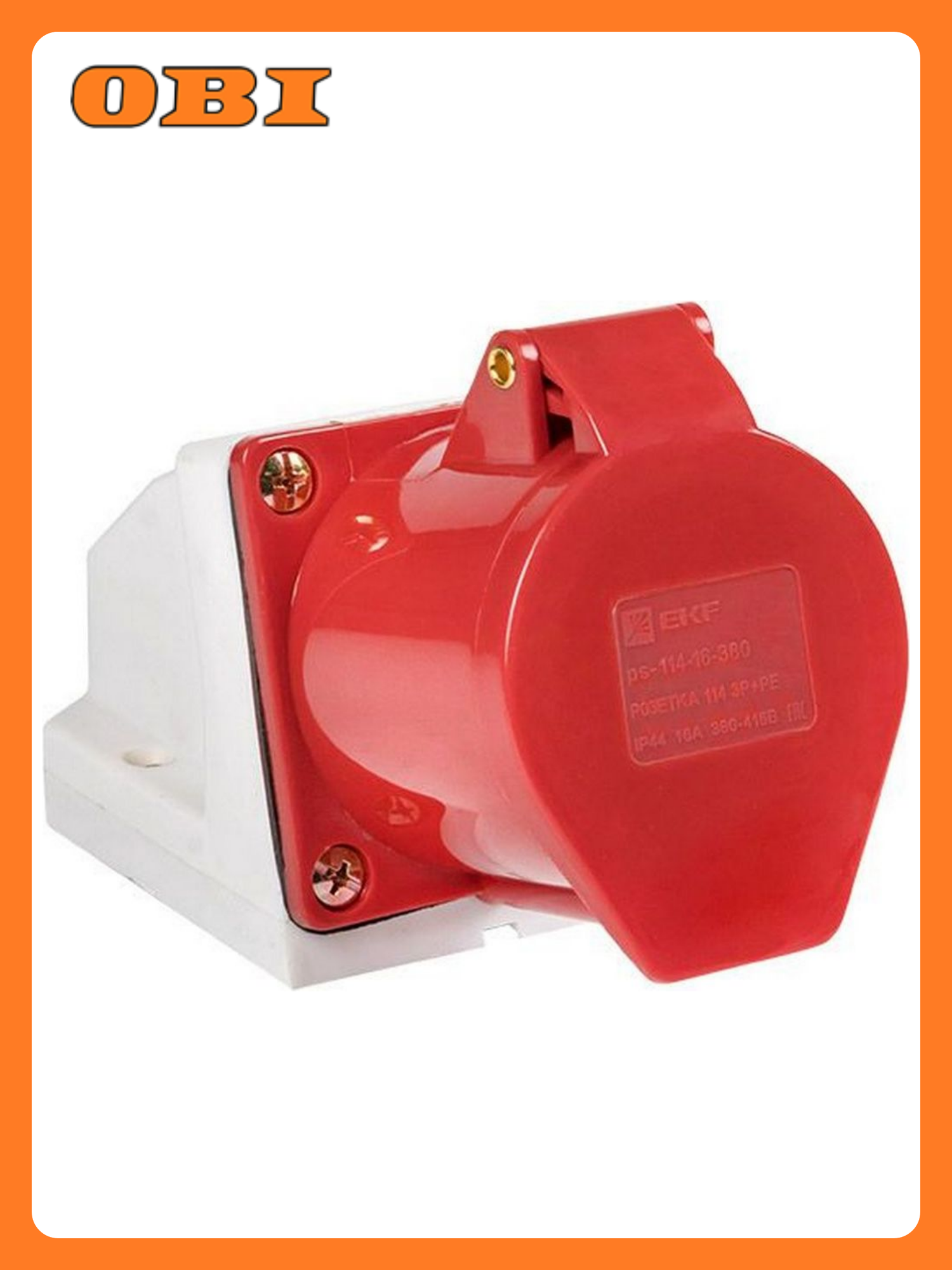 Розетка EKF PROxima PS-114-16-380 с откидной крышкой IP44 красная