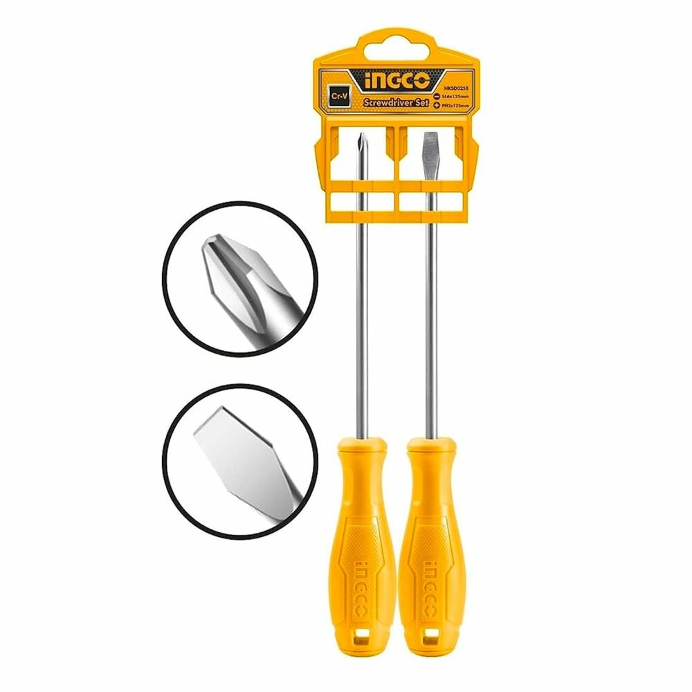 Набор отверток 1шт SL6.5х6х125? 1шт PH2х6х125 HKSD0258 INGCO