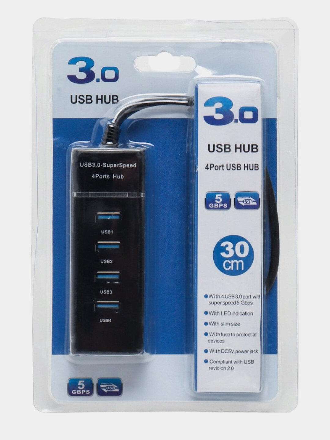 Хаб USB-Hub 3.0 4-портовая, 5 ГБ в секунду, портативный концентратор