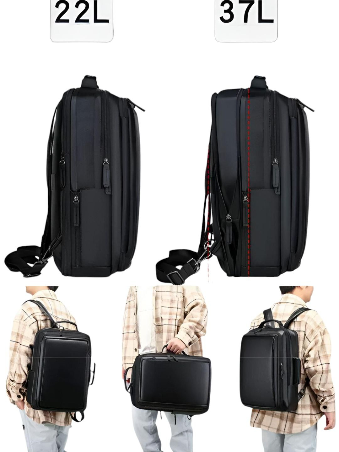 Рюкзак-трансформер 3-в-1 мужской / 22–37 литров / увеличиваемый объём / деловой, дорожный, городской