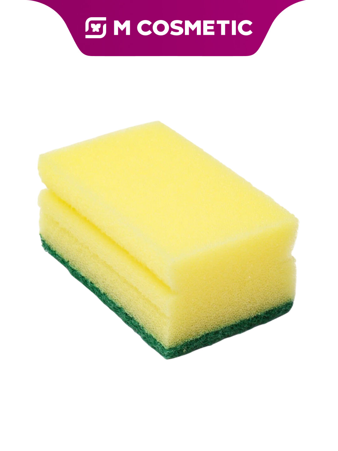 Губка Delfin для посуды, желтая, поролоновая, с профилем, 1 шт