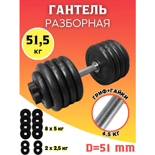 Гантели разборные 1 по 51.5 кг (D 51 mm)