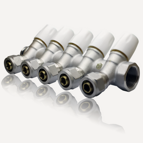 Изображение товара Коллектор TST регулируемый вентилями и цангами 3/4x16x5 выходов