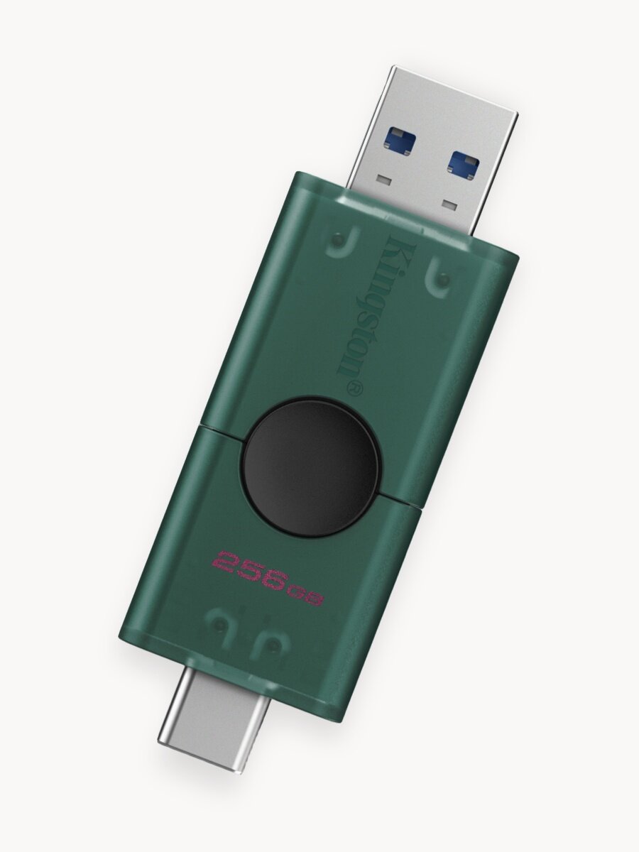 USB флешка Kingston DataTraveler DUO 256 ГБ, USB 3.2 Gen 1, USB Type-A и USB Type-C, зеленый и черный (DTDEG2/256GB)