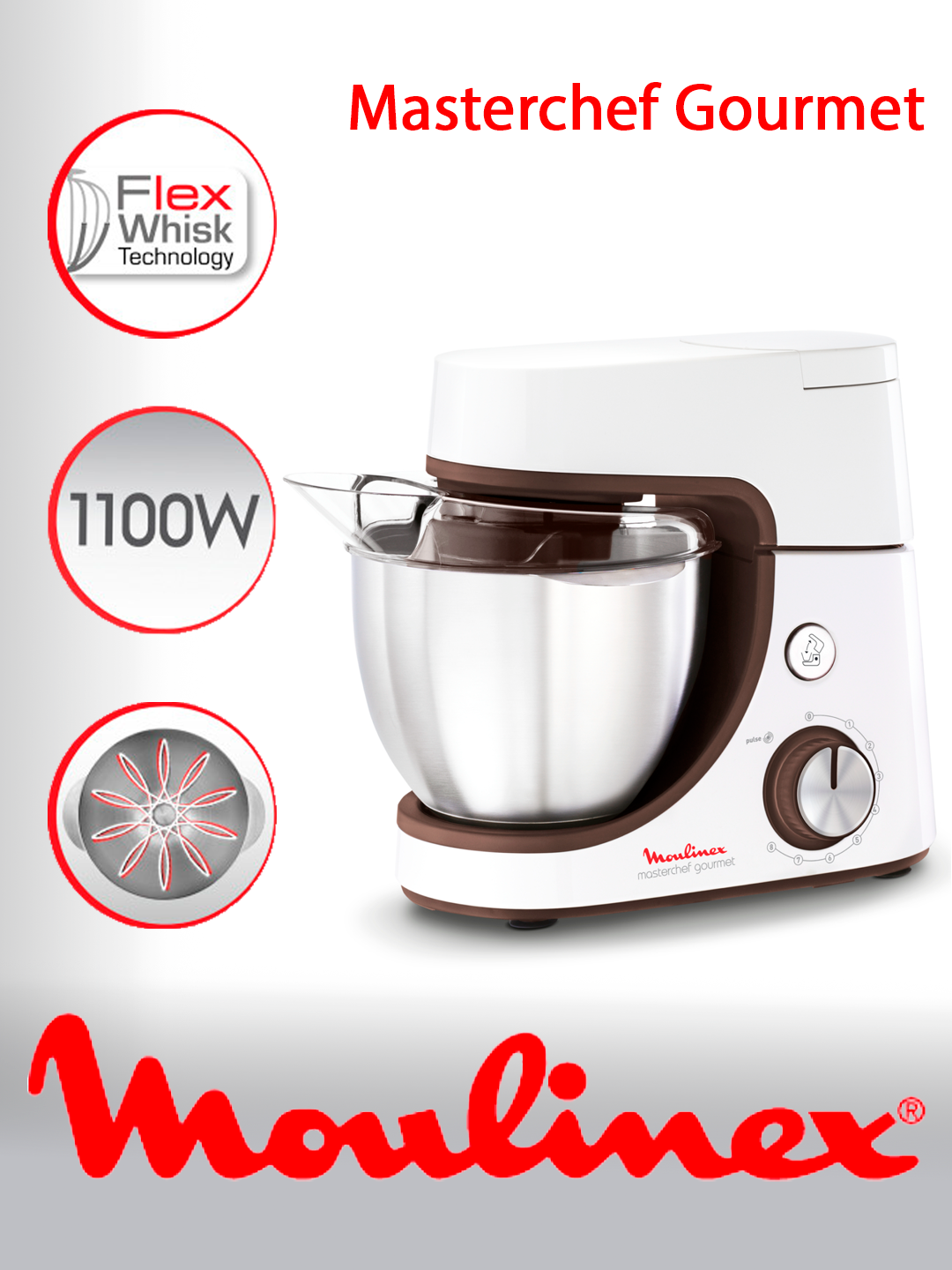 Кухонный комбайн Moulinex QA510110 - 1100 Вт, 4.6 л, скорост - 9