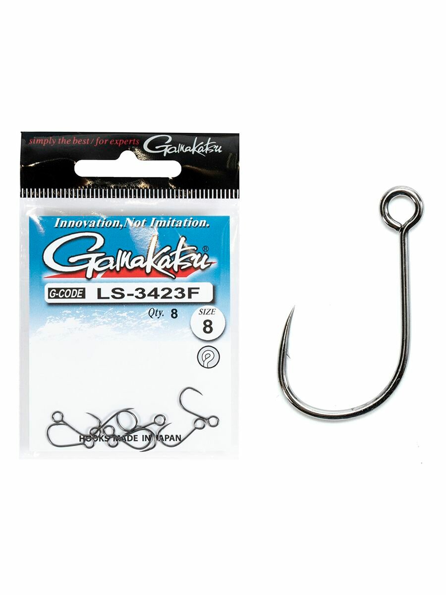 Крючки Gamakatsu LS-3423F NEW LABEL HOOKS BLACK размер 08 (упк.8шт.)