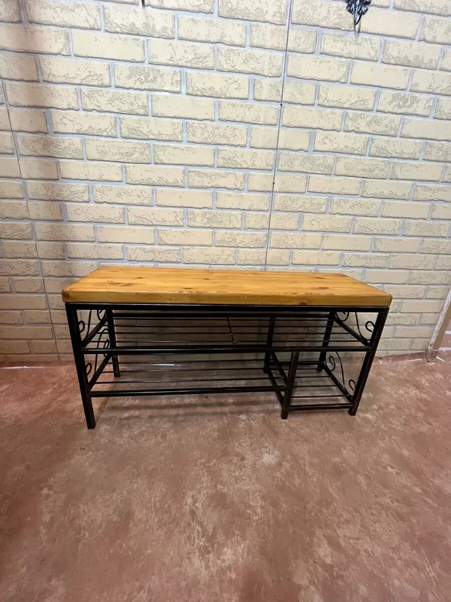 Кованая банкетка №44, Студия кованой мебели Нива, цвет античная бронза/желтый — фото 1