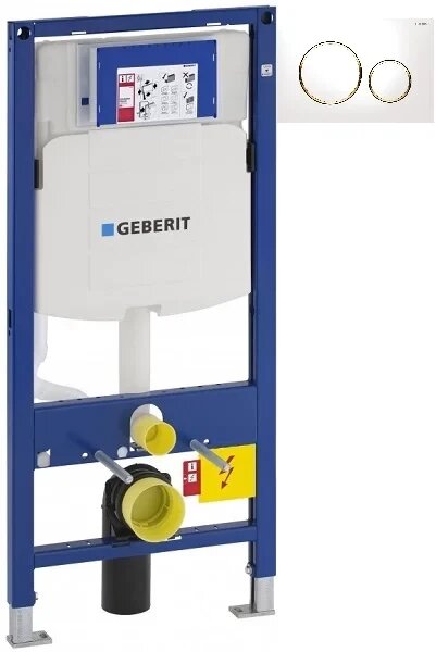 Инсталляция для унитаза Geberit Duofix Sigma 20 111.300.00.5 + 111.815.00.1 + 115.882. KK.1 с кнопкой смыва белый/золотой/белый
