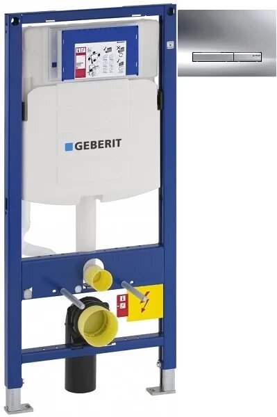 Инсталляция для унитаза Geberit Duofix Sigma 50 111.300.00.5 + 111.815.00.1 + 115.788.21.2 с кнопкой смыва хром/нержавеющая сталь