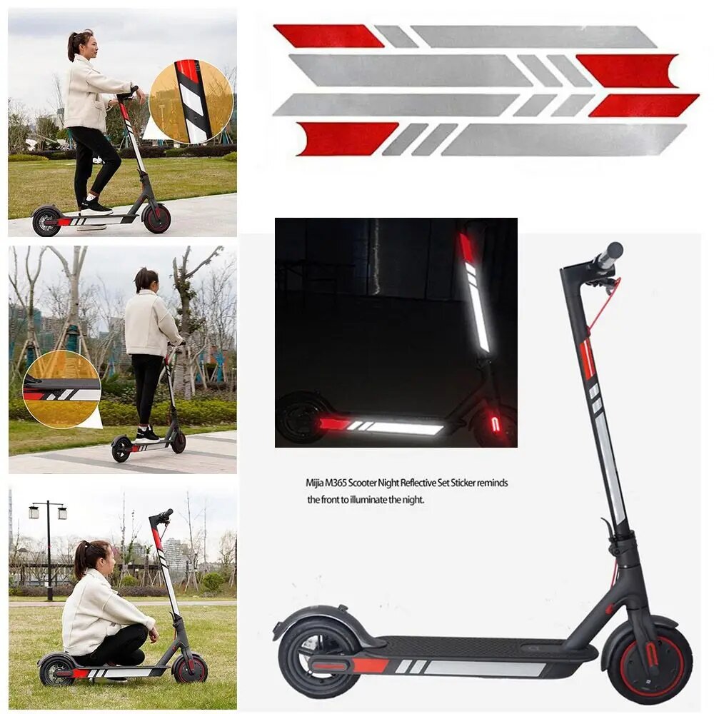 Скейтборды Xiaomi Запчасти для электрического скутера, отражающие световые бирки, наклейки, светоотражающие стильные наклейки, наклейка для скейтборда для Xiaomi Mijia M365 Красный, 11