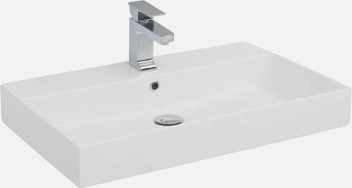 Изображение товара Мебельная раковина Aquanet Sanovit Slim Synergy 70 накладная, фаянсовая, со встроенным сливом-переливом, белая, раковина для ванной, прямоугольная