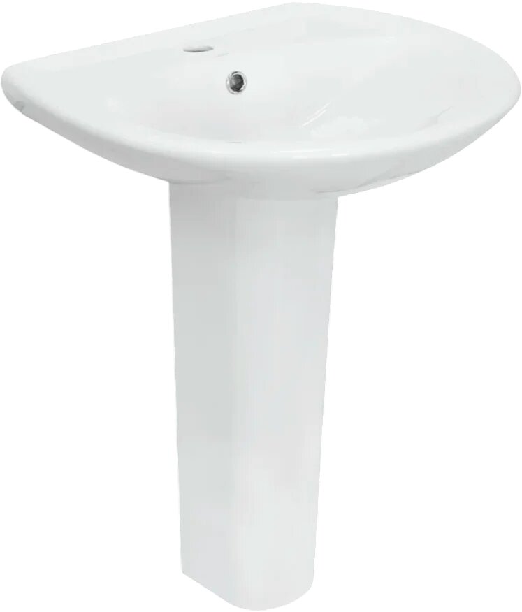 Раковина Sanita Аттика 55 с пьедесталом 55 см фарфоровая раковина для ванной белая полукруглая со сливом-переливом