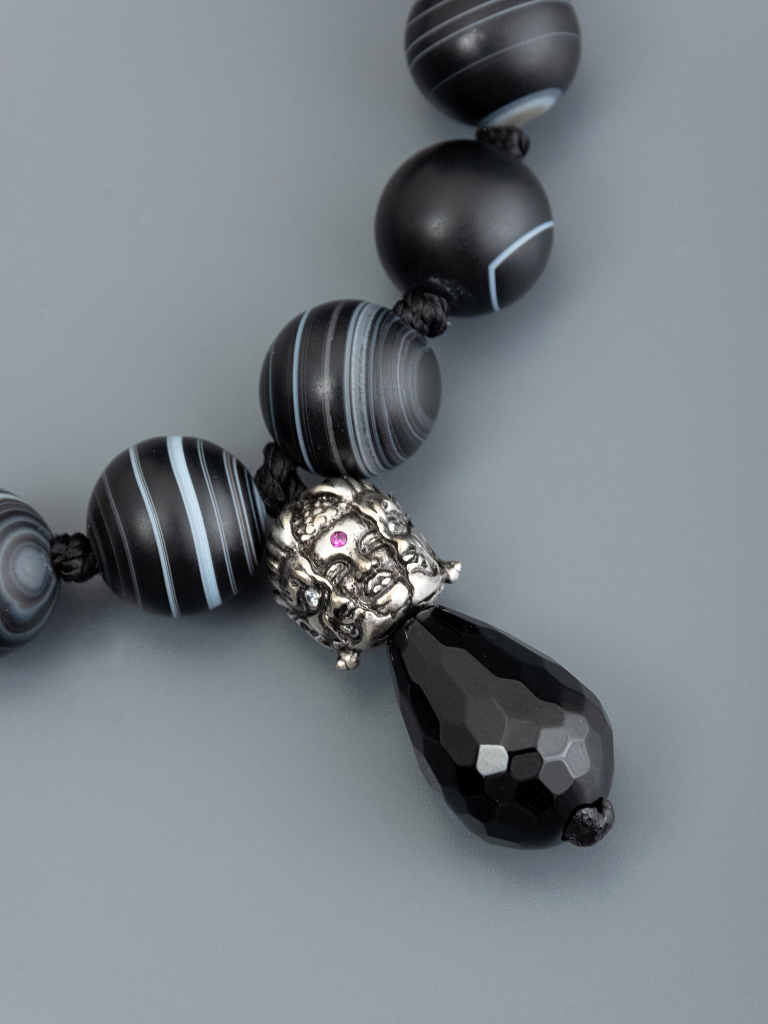 Чётки ЖемАрт, агат, черный/серый — фото 1