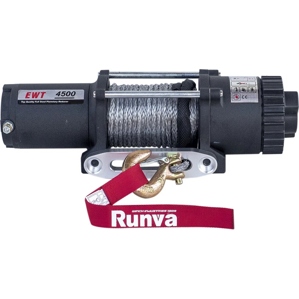 RUNVA Лебёдка электрическая 12V 4500A lbs синтетический трос EWT4500ASR