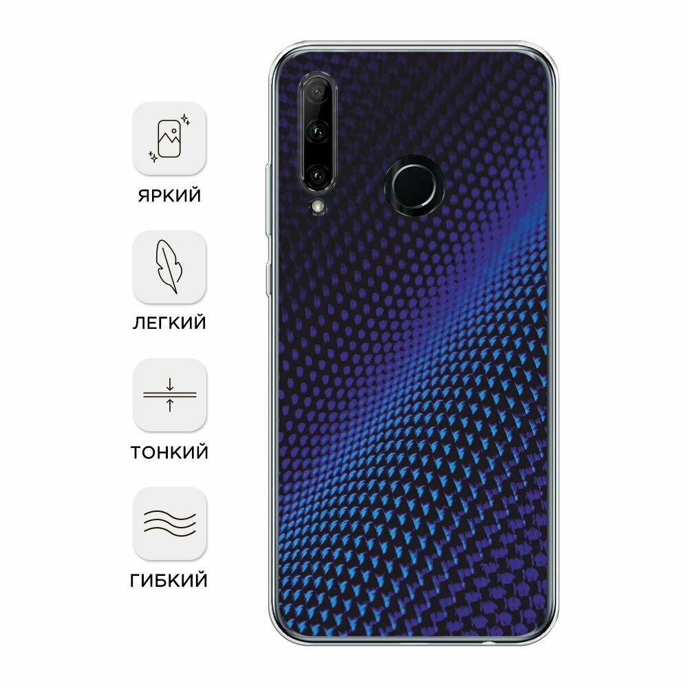 Чехол на Honor 10i/20 Lite 2019/20e/Huawei P Smart Plus 2019 / Хонор 10i с принтом "Синий карбон" — фото 1