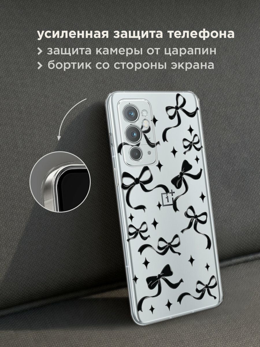 Чехол на OnePlus 9RT / ВанПлас 9RT с принтом "Милые чёрные бантики 4" — фото 1