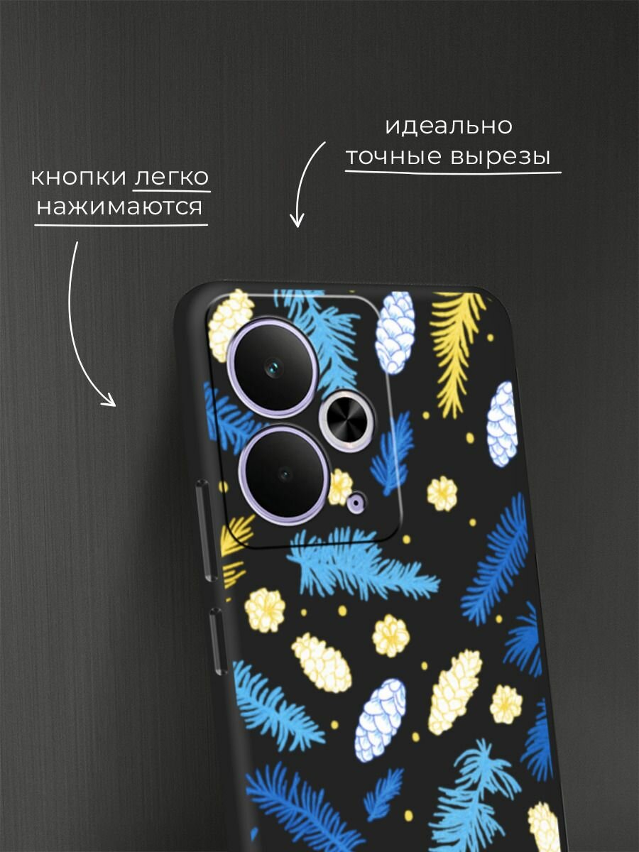 Чехол на Realme 14T / Реалми 14Т с принтом "Елки и шишки" — фото 1