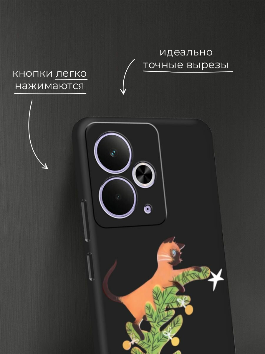 Чехол на Realme 14T / Реалми 14Т с принтом "Кот на елке" — фото 1