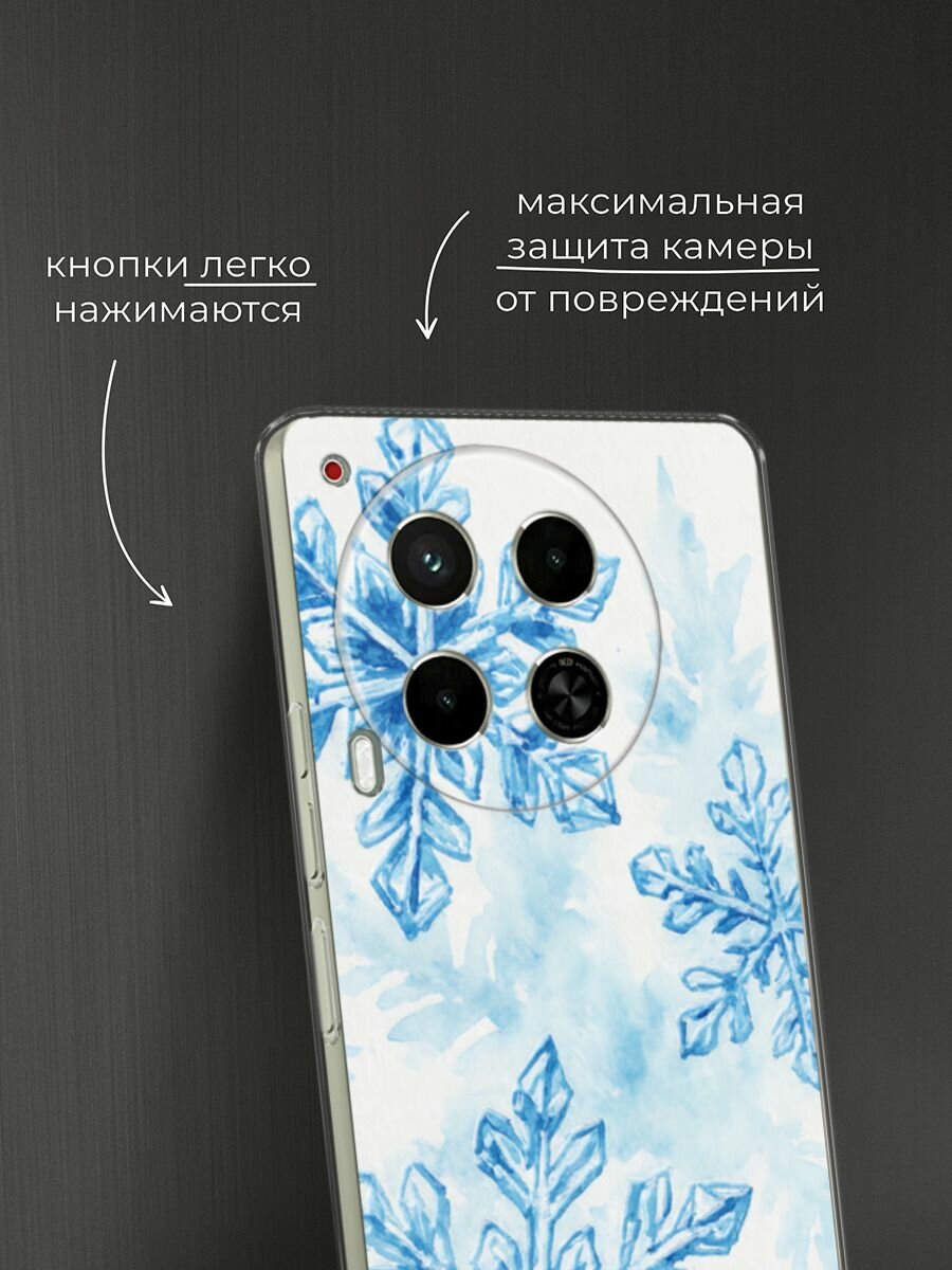 Чехол на Tecno Camon 30 5G / Текно Камон 30 5G с принтом "Акварельные снежинки" — фото 1