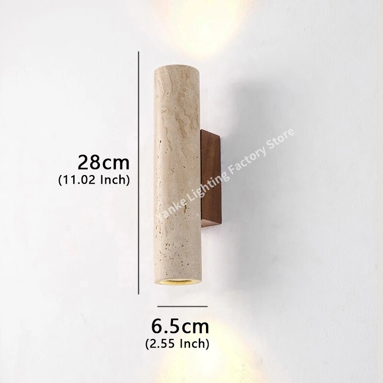 Скандинавский настенный светильник из травертина E27 Warm White 3000K A-D28cm Бежевый