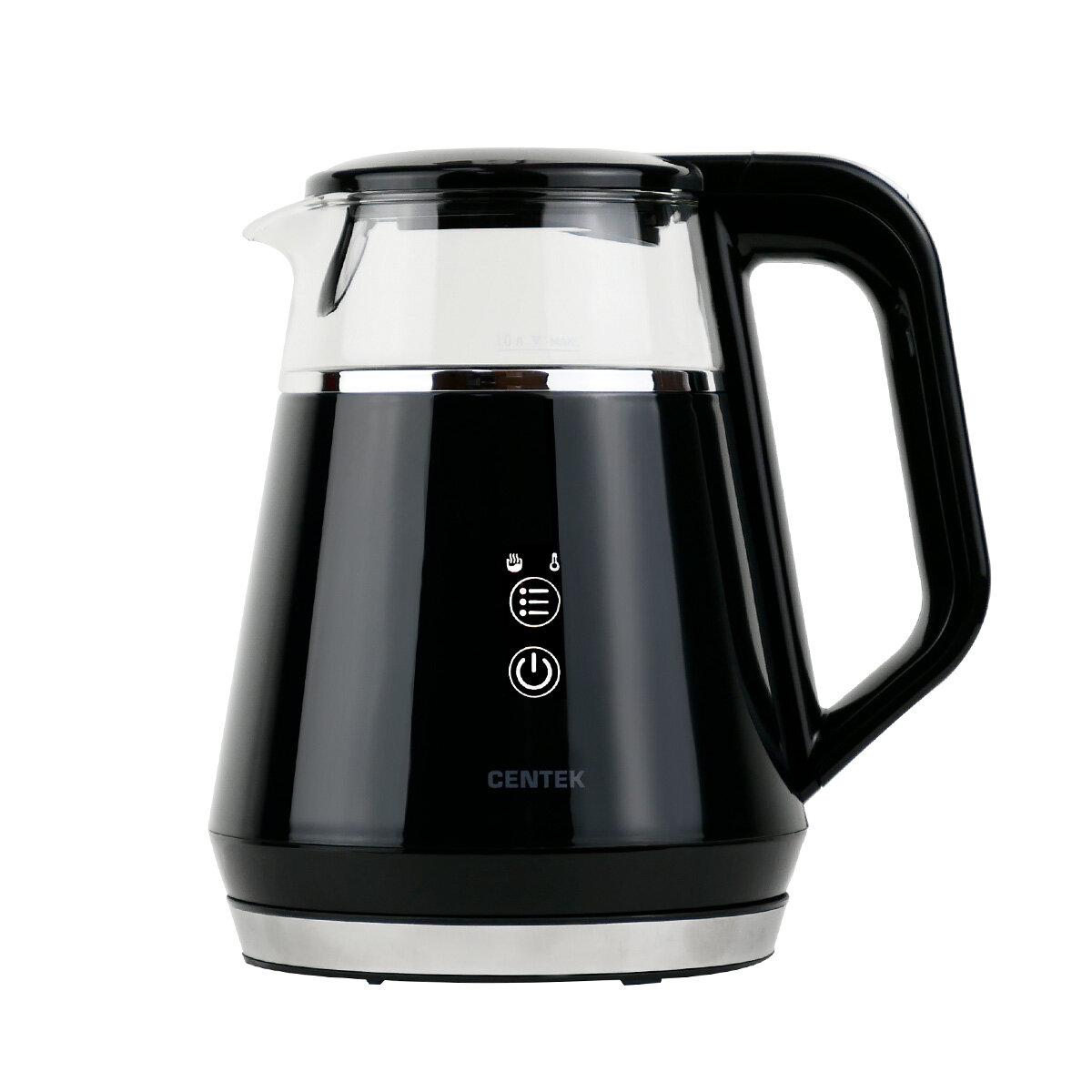 Чайник Centek CT-0019 стекло 1л, 1100Вт, LED подсветка, цифров дисплей, защита от вкл б/воды, фильтр