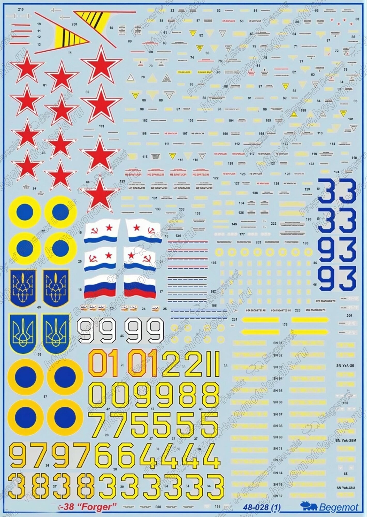 Декаль Я_ковле_в Я_к-38 "Forger" family. Масштаб 1:48 — фото 1