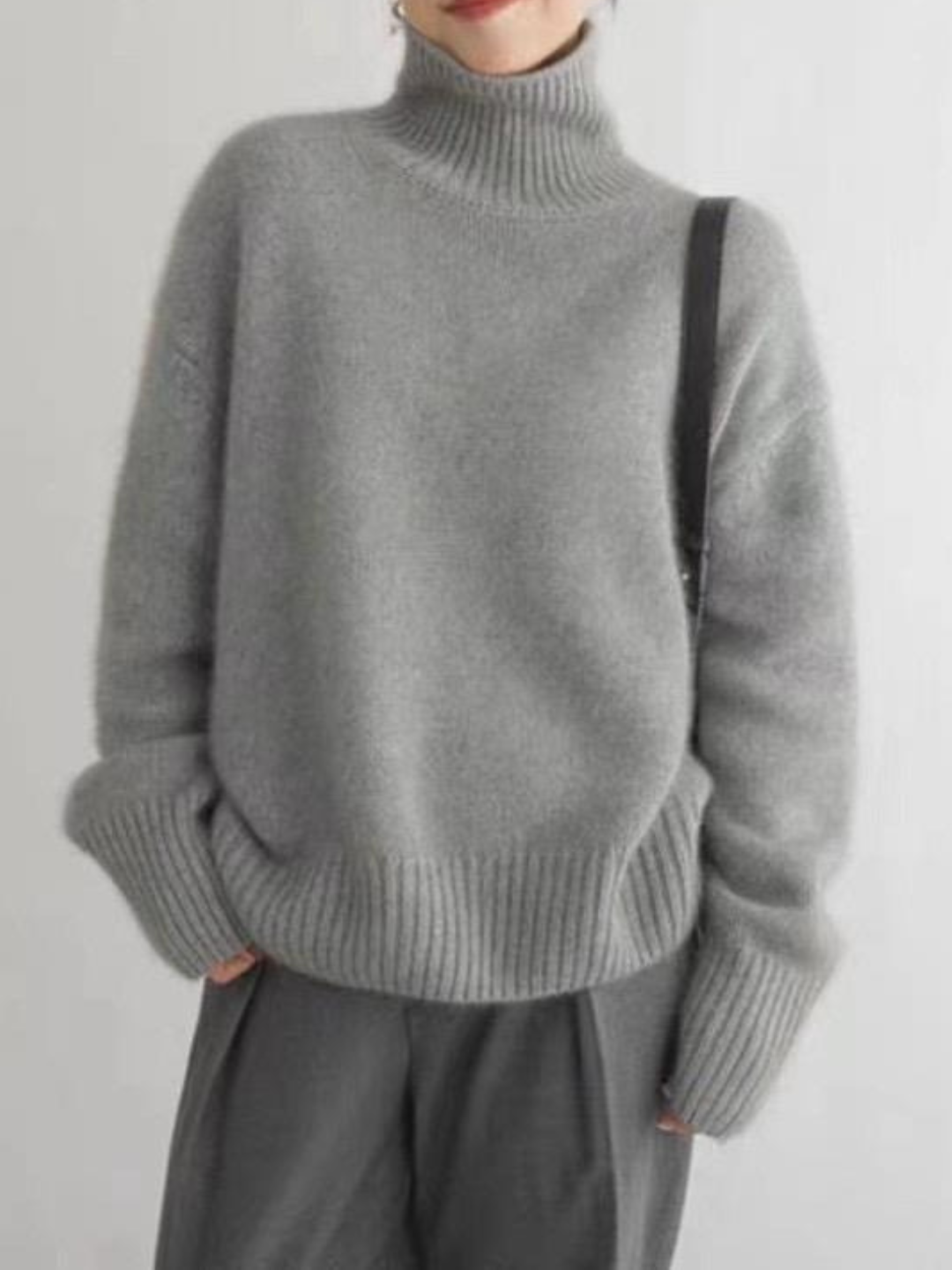 Свитер  Свитер вязаный оверсайз теплый, размер отсутствует, , серый — фото 1