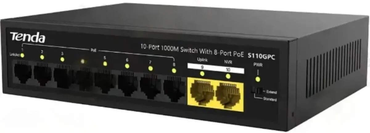 Коммутатор неуправляемый Tenda S110GPC PoE